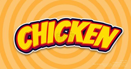 Ilustración de Vector realista de pollo 3d negrita efecto de texto - Imagen libre de derechos