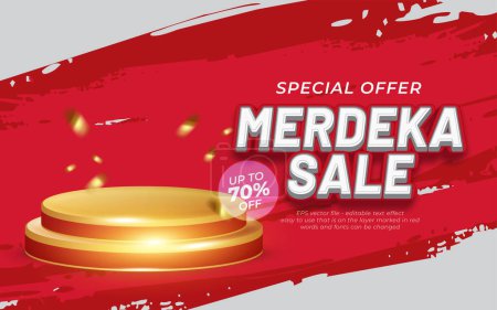 Indonesian independence day sale podium with 3D style editable text effect