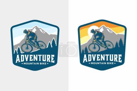 Téléchargez les illustrations : Mountain bike logo vector symbol - en licence libre de droit