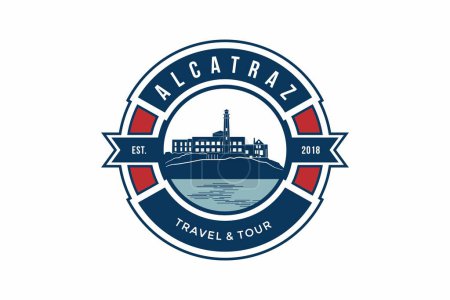 Ilustración de Alcatraz prison tour logo design template - Imagen libre de derechos