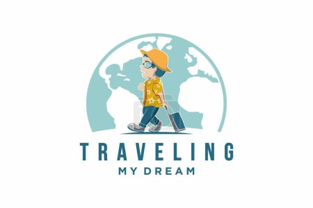 Téléchargez les illustrations : Modèle desain logo perjalanan. icône de voyage - en licence libre de droit