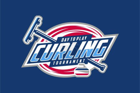 Illustration for Curling sports badge emblem logo - Royalty Free Image