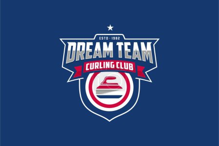 Illustration for Curling sports badge emblem logo - Royalty Free Image