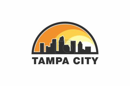 Téléchargez les illustrations : Tampa Florida ville emblème patch logo illustration - en licence libre de droit