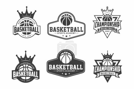 Illustration for Basketball logo, emblem set collection, design template on light background - Royalty Free Image