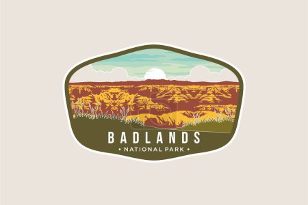 Téléchargez les illustrations : Badlands Park emblème logo logo illustration - en licence libre de droit