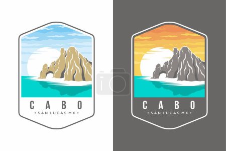 Ilustración de Ilustración del logo del parche Cabo San Lucas Emblem sobre fondo oscuro - Imagen libre de derechos