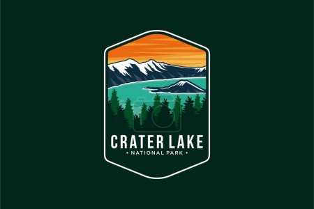 Téléchargez les illustrations : Illustration du logo emblème du parc national du lac Crater - en licence libre de droit