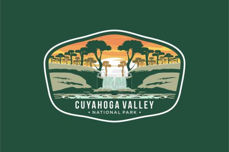 Ilustración de Parque Nacional del Valle de Cuyahoga Logotipo del parche del emblema ilustración sobre fondo oscuro - Imagen libre de derechos