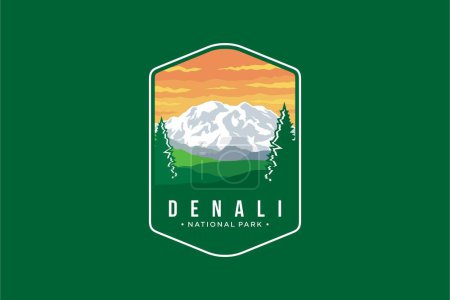 Denali National Park Emblema logotipo del parche ilustración
