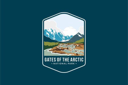 Gates of the Arctic National Park Ilustración del logotipo del parche del emblema