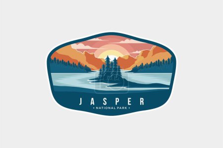 Ilustración de Imagen del logo del parche del emblema del Parque Nacional Jasper - Imagen libre de derechos
