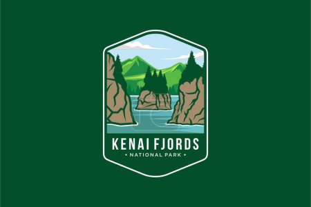 Téléchargez les illustrations : Illustration du logo de l'emblème du parc national des fjords Kenai - en licence libre de droit