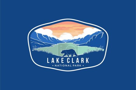Illustration for Lake Clark National Park Emblem patch logo illustration - Royalty Free Image