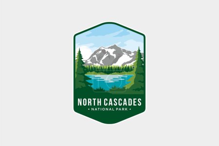 North Cascades National Park Emblem patch logo illustration on dark background