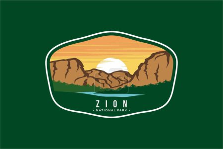 Ilustración de Ilustración del logotipo del parche del emblema del Parque Nacional Zion - Imagen libre de derechos