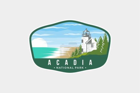 Illustrazione per Illustrazione del logo dell'emblema del parco nazionale di Acadia - Immagini Royalty Free