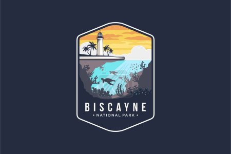 Biscayne National Park Emblem patch logo illustration on dark background