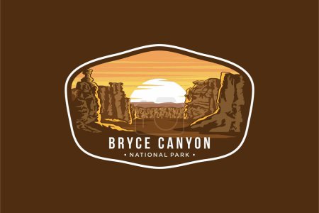 Illustration for Bryce Canyon National Park Emblem logo patch logo illustration - Royalty Free Image