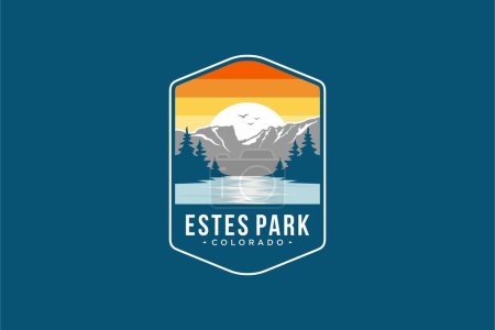 Illustration for Design template Este park emblem patch logo illustration in Rocky Mountains National park - Royalty Free Image
