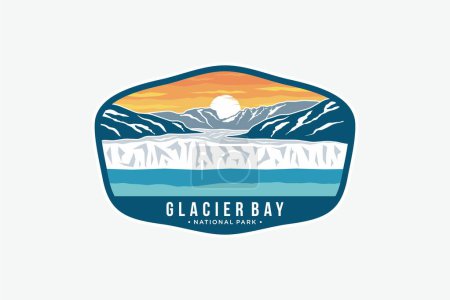 Téléchargez les illustrations : Illustration du logo du patch emblème du parc national et de la réserve de parc national Glacier Bay - en licence libre de droit