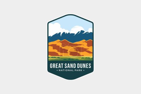 Ilustración de Ilustración del logotipo del parche del Parque Nacional Great Sand Dunes - Imagen libre de derechos