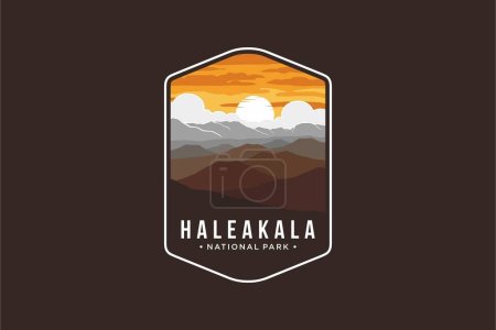 Illustration for Haleakala National Park Emblem patch logo illustration on dark background - Royalty Free Image
