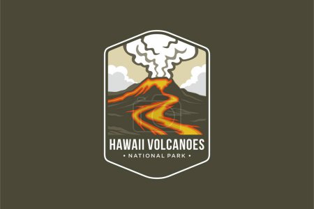 Ilustración de Hawái Volcanes Parque Nacional emblema logotipo del parche ilustración - Imagen libre de derechos