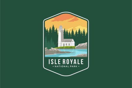 Logotipo del emblema del faro de Rock Harbor en el Parque Nacional Isle Royale, Michigan, EE.UU.