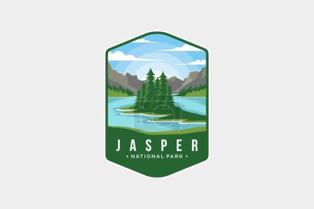 Ilustración de Imagen del logo del parche del emblema del Parque Nacional Jasper - Imagen libre de derechos