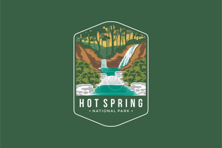 Illustration for Hot Spring National Park Emblem patch logo illustration - Royalty Free Image