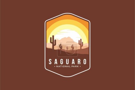 Illustration for Saguaro National National Park patch logo illustration - Royalty Free Image