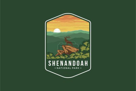 Illustration for Shenandoah National Park Emblem patch logo illustration - Royalty Free Image