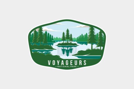 Illustration for Voyageurs National Park Emblem patch logo illustration on dark background - Royalty Free Image