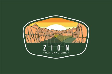 Ilustración de Ilustración del logotipo del parche del emblema del Parque Nacional Zion - Imagen libre de derechos