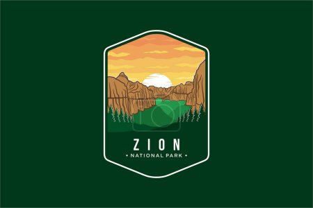 Illustration for Zion National Park Emblem patch logo illustration - Royalty Free Image