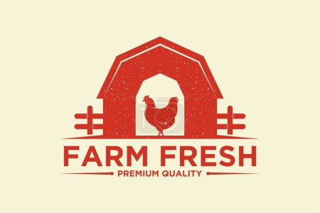 Ilustración de Diseño de ilustración de vector de logotipo de granja de pollo, plantilla de diseño de granja - Imagen libre de derechos