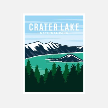Téléchargez les illustrations : Lac des cratères Illustration vectorielle du parc national - en licence libre de droit