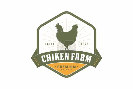 Ilustración de Chiken granja emblema logotipo diseño vector ilustración - Imagen libre de derechos