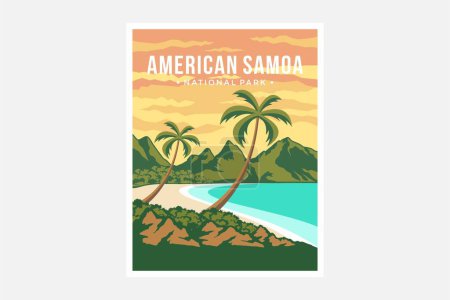 Ilustración de American Samoa National Park póster vector ilustración diseño - Imagen libre de derechos
