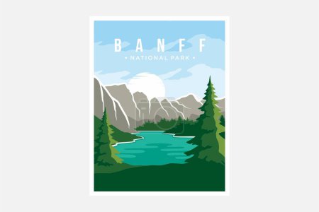 Ilustración de Banff National Park póster vector ilustración diseño - Imagen libre de derechos