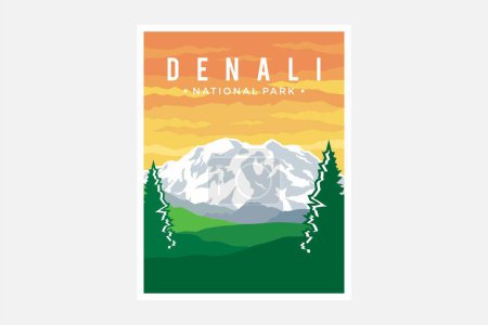 Ilustración de Denali National Park póster vector ilustración diseño - Imagen libre de derechos