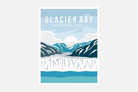 Ilustración de Parque Nacional Glacier Bay diseño de ilustración de vectores de póster - Imagen libre de derechos