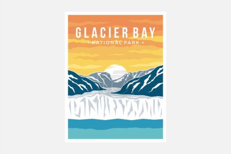 Ilustración de Parque Nacional Glacier Bay diseño de ilustración de vectores de póster - Imagen libre de derechos