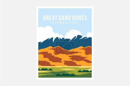 Great Sand Dune national park poster vector illustration design
