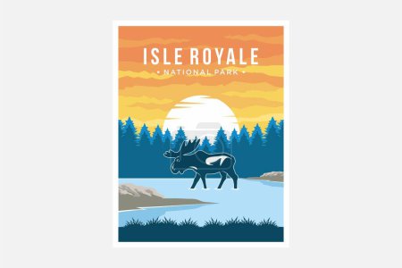 Téléchargez les illustrations : Illustration vectorielle d'affiche du parc national de l'Isle Royale - en licence libre de droit