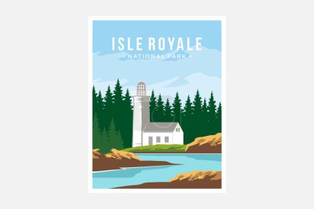 Diseño de ilustración del vector de póster del Parque Nacional Isle Royale