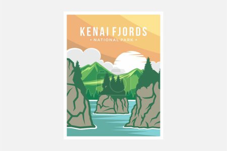 Kenai fjords national park poster vector illustration design