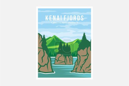 Gestaltung des Plakatvektors für den Kenai Fjord Nationalpark
