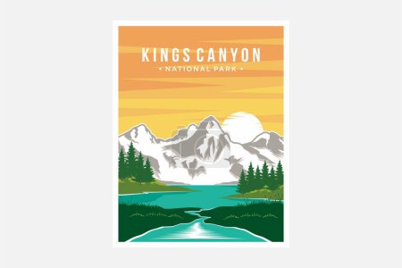 Téléchargez les illustrations : Illustration vectorielle d'affiche du parc national Kings Canyon - en licence libre de droit